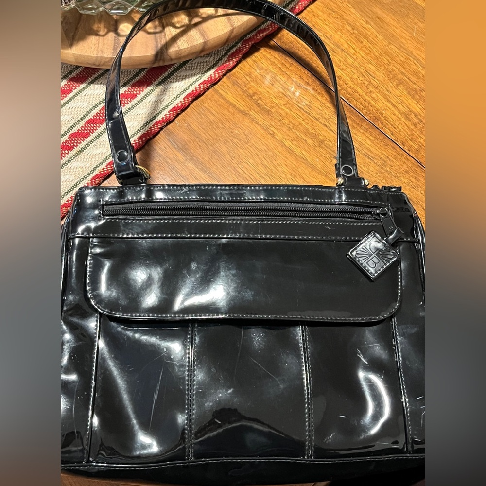 Vintage Giani Bernini Black Patent Leather Shoulder Bag